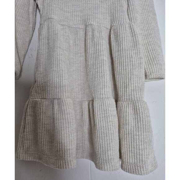 Cat & Jack Long Sleeve Waffle Design Beige Dress Infant Toddler Girls Size 18M - Picture 2 of 7